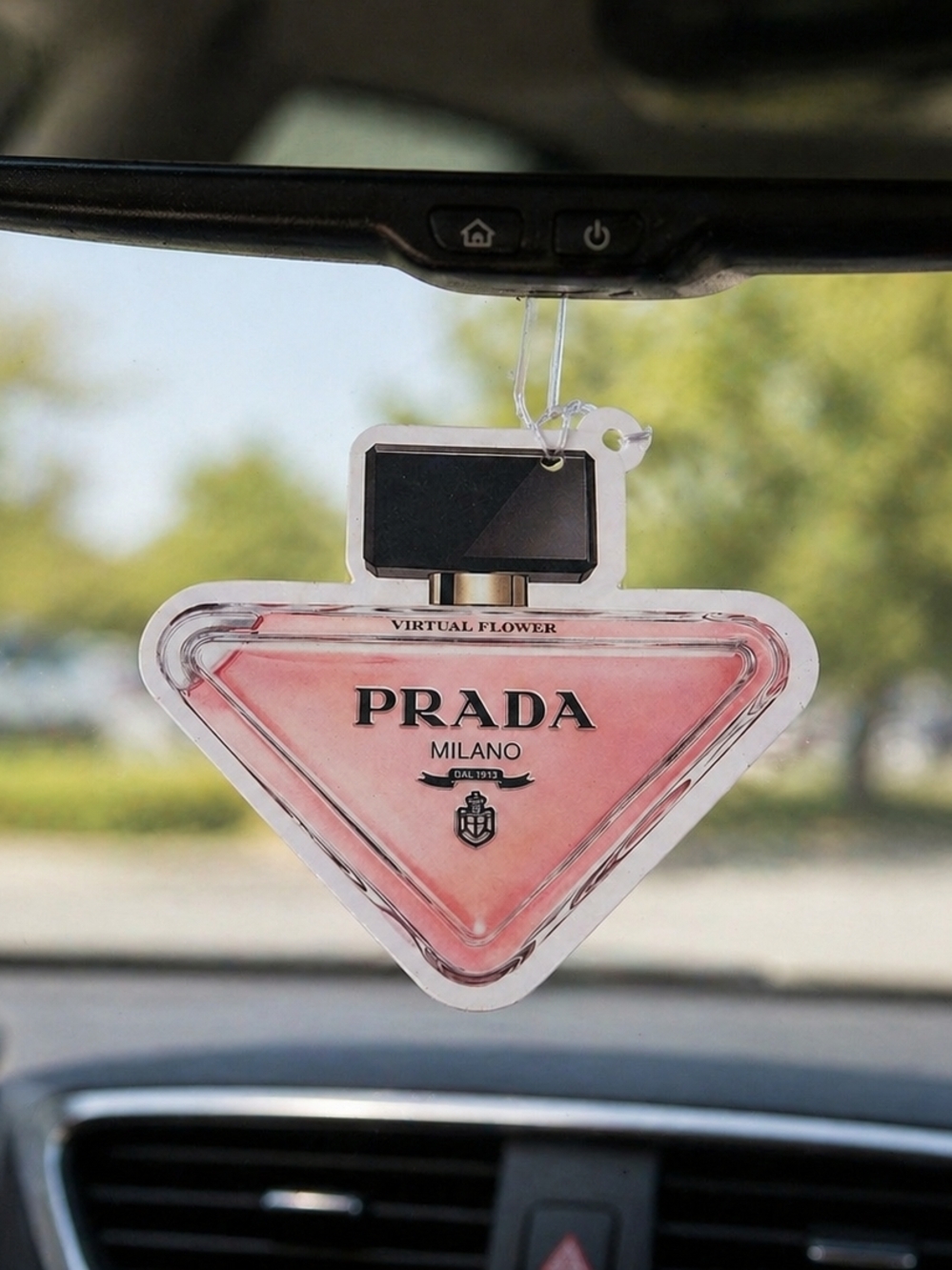 PRADA Milano Air Freshener Virtual Flower Car Charm Pink Perfume Style